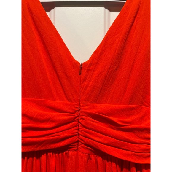 📚 Trina Turk • Orange Deep V Sleeveless Dress - Size 6 - Picture 4 of 5